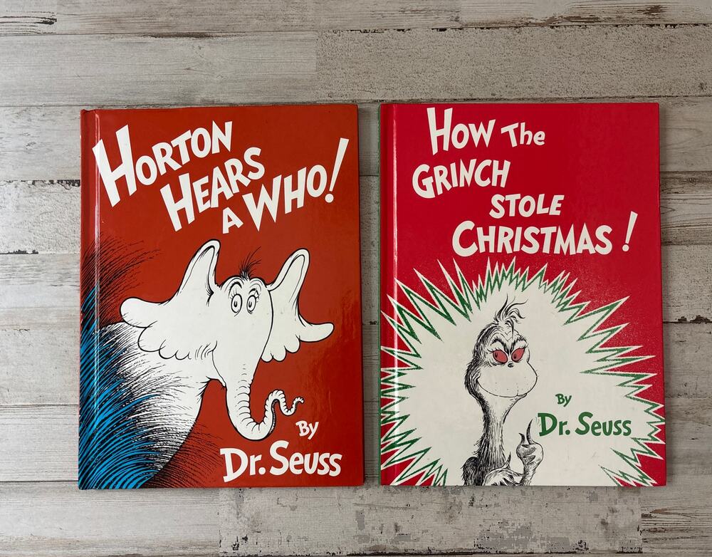 Lot of 2 Dr. Seuss Hardback Books Horton and Grinch EUC